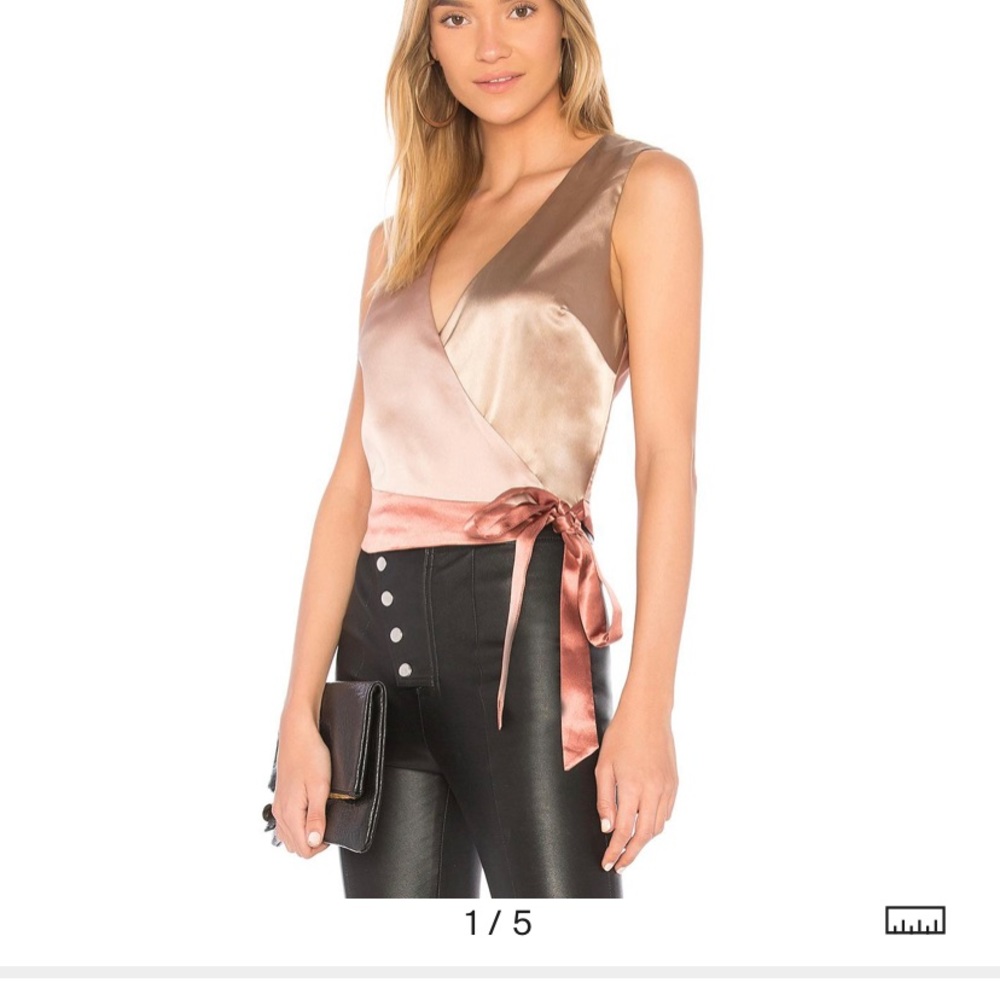 Mink pink color block wrap top NWT